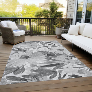 Piper Looms Chantille Floral ACN1483 Gray Machine Washable Area Rug Outdoor Lifestyle Image Feature