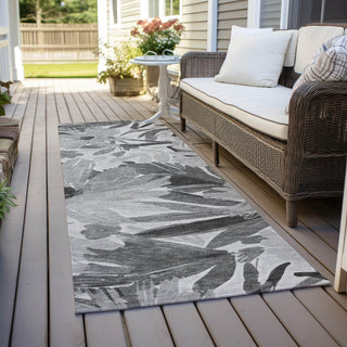 Piper Looms Chantille Floral ACN1483 Gray Machine Washable Area Rug Runner Outdoor Lifestyle Image Feature