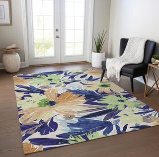 Piper Looms Chantille Floral ACN1484 Navy Machine Washable Area Rug Lifestyle Image Feature