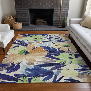Piper Looms Chantille Floral ACN1484 Navy Machine Washable Area Rug Lifestyle Image Feature