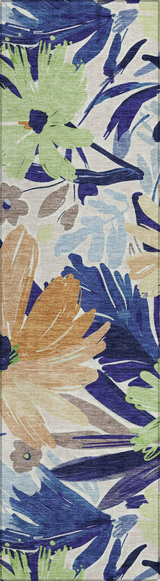 Piper Looms Chantille Floral ACN1484 Navy Machine Washable Area Rug Runner Main Image