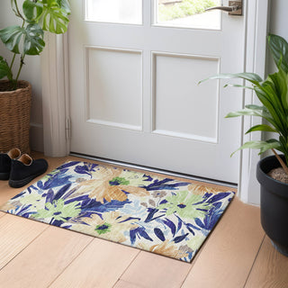 Piper Looms Chantille Floral ACN1484 Navy Machine Washable Area Rug Scatter Lifestyle Image Feature