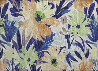 Piper Looms Chantille Floral ACN1484 Navy Machine Washable Area Rug Scatter Main Image