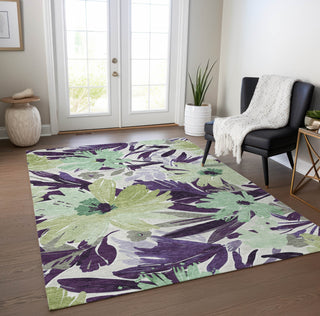 Piper Looms Chantille Floral ACN1485 Purple Machine Washable Area Rug Lifestyle Image Feature