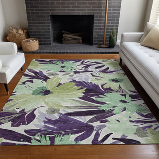 Piper Looms Chantille Floral ACN1485 Purple Machine Washable Area Rug Lifestyle Image Feature
