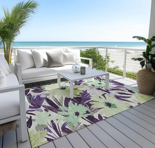 Piper Looms Chantille Floral ACN1485 Purple Machine Washable Area Rug Outdoor Lifestyle Image Feature
