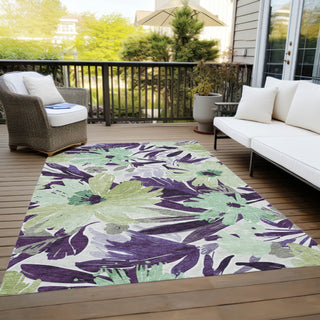 Piper Looms Chantille Floral ACN1485 Purple Machine Washable Area Rug Outdoor Lifestyle Image Feature