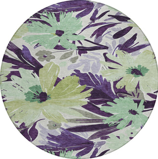 Piper Looms Chantille Floral ACN1485 Purple Machine Washable Area Rug Round Main Image