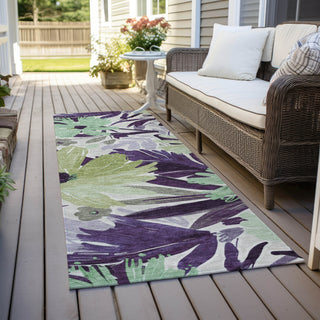 Piper Looms Chantille Floral ACN1485 Purple Machine Washable Area Rug Runner Outdoor Lifestyle Image Feature
