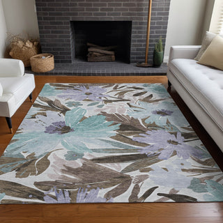 Piper Looms Chantille Floral ACN1486 Taupe Machine Washable Area Rug Lifestyle Image Feature