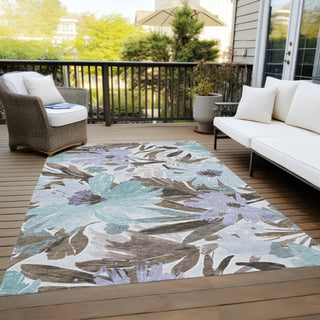 Piper Looms Chantille Floral ACN1486 Taupe Machine Washable Area Rug Outdoor Lifestyle Image Feature