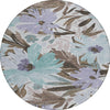 Piper Looms Chantille Floral ACN1486 Taupe Machine Washable Area Rug Round Main Image
