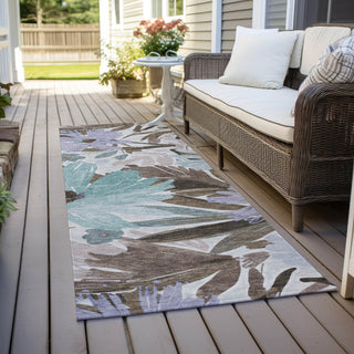 Piper Looms Chantille Floral ACN1486 Taupe Machine Washable Area Rug Runner Outdoor Lifestyle Image Feature