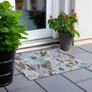 Piper Looms Chantille Floral ACN1486 Taupe Machine Washable Area Rug Scatter Outdoor Lifestyle Image Feature
