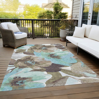 Piper Looms Chantille Floral ACN1487 Khaki Machine Washable Area Rug Outdoor Lifestyle Image Feature