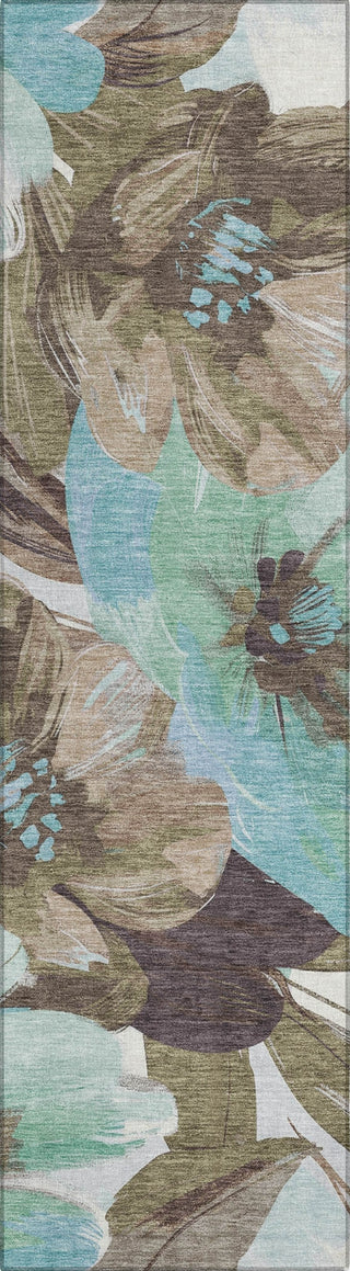 Piper Looms Chantille Floral ACN1487 Khaki Machine Washable Area Rug Runner Main Image