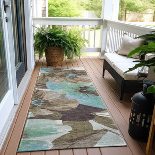 Piper Looms Chantille Floral ACN1487 Khaki Machine Washable Area Rug Runner Outdoor Lifestyle Image Feature