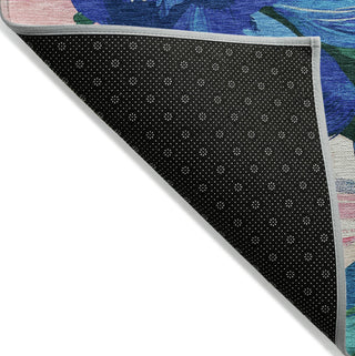 Piper Looms Chantille Floral ACN1488 Navy Machine Washable Area Rug Backing Image