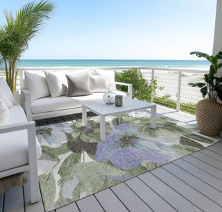 Piper Looms Chantille Floral ACN1489 Olive Machine Washable Area Rug Outdoor Lifestyle Image Feature