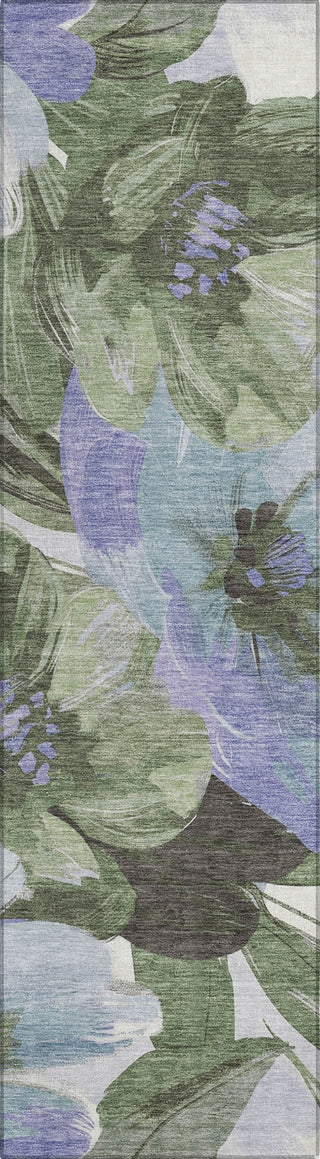 Piper Looms Chantille Floral ACN1489 Olive Machine Washable Area Rug Runner Main Image