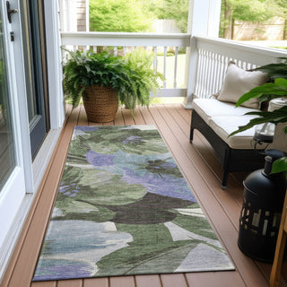 Piper Looms Chantille Floral ACN1489 Olive Machine Washable Area Rug Runner Outdoor Lifestyle Image Feature
