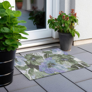 Piper Looms Chantille Floral ACN1489 Olive Machine Washable Area Rug Scatter Outdoor Lifestyle Image Feature