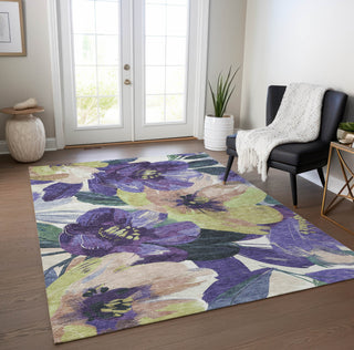 Piper Looms Chantille Floral ACN1490 Purple Machine Washable Area Rug Lifestyle Image Feature