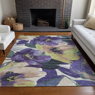 Piper Looms Chantille Floral ACN1490 Purple Machine Washable Area Rug Lifestyle Image Feature
