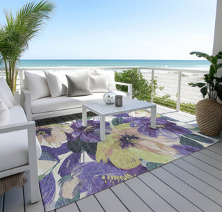 Piper Looms Chantille Floral ACN1490 Purple Machine Washable Area Rug Outdoor Lifestyle Image Feature