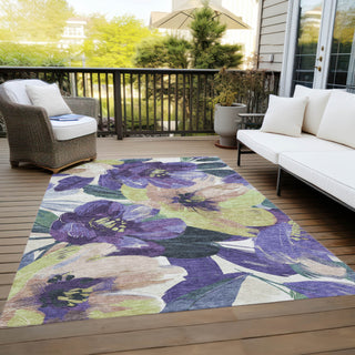 Piper Looms Chantille Floral ACN1490 Purple Machine Washable Area Rug Outdoor Lifestyle Image Feature
