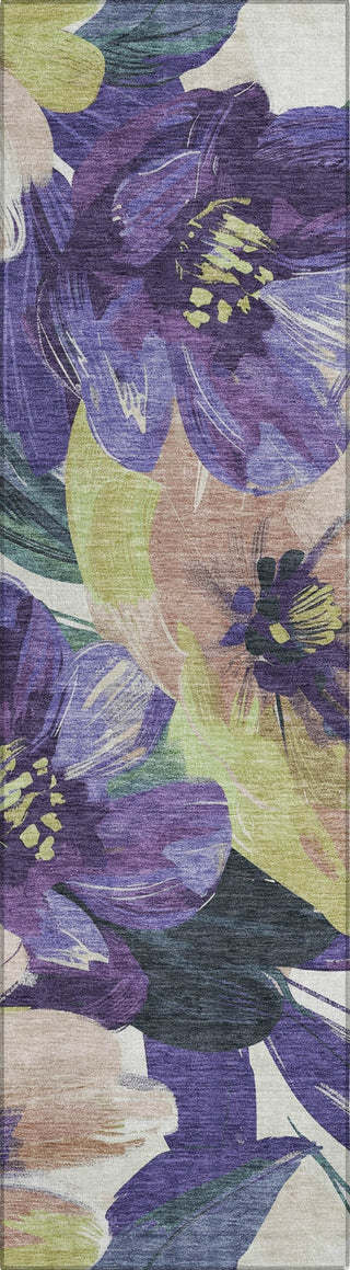 Piper Looms Chantille Floral ACN1490 Purple Machine Washable Area Rug Runner Main Image