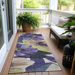 Piper Looms Chantille Floral ACN1490 Purple Machine Washable Area Rug Runner Outdoor Lifestyle Image Feature