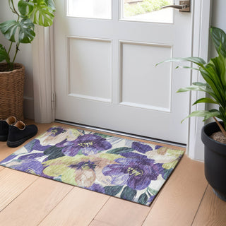 Piper Looms Chantille Floral ACN1490 Purple Machine Washable Area Rug Scatter Lifestyle Image Feature