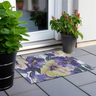 Piper Looms Chantille Floral ACN1490 Purple Machine Washable Area Rug Scatter Outdoor Lifestyle Image Feature