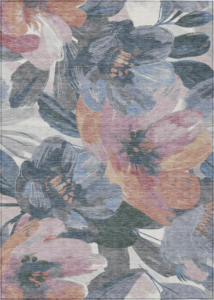 Piper Looms Chantille Floral ACN1491 Pewter Machine Washable Area Rug main image