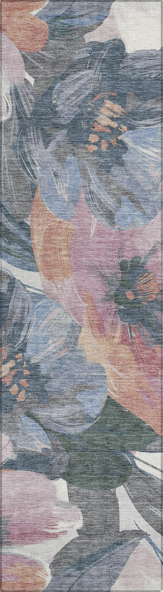 Piper Looms Chantille Floral ACN1491 Pewter Machine Washable Area Rug Runner Main Image