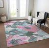Piper Looms Chantille Floral ACN1492 Teal Machine Washable Area Rug Lifestyle Image Feature