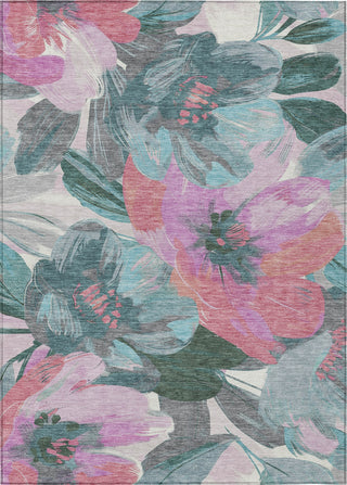 Piper Looms Chantille Floral ACN1492 Teal Machine Washable Area Rug main image