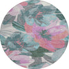 Piper Looms Chantille Floral ACN1492 Teal Machine Washable Area Rug Round Main Image
