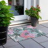 Piper Looms Chantille Floral ACN1492 Teal Machine Washable Area Rug Scatter Outdoor Lifestyle Image Feature