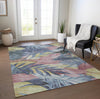 Piper Looms Chantille Floral ACN1493 Denim Machine Washable Area Rug Lifestyle Image Feature