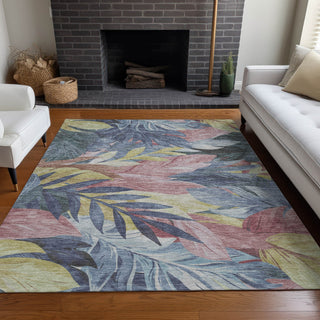 Piper Looms Chantille Floral ACN1493 Denim Machine Washable Area Rug Lifestyle Image Feature