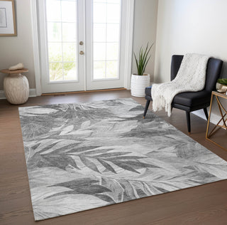 Piper Looms Chantille Floral ACN1494 Gray Machine Washable Area Rug Lifestyle Image Feature