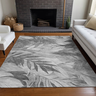 Piper Looms Chantille Floral ACN1494 Gray Machine Washable Area Rug Lifestyle Image Feature