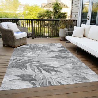 Piper Looms Chantille Floral ACN1494 Gray Machine Washable Area Rug Outdoor Lifestyle Image Feature