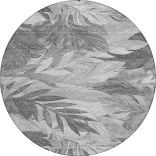 Piper Looms Chantille Floral ACN1494 Gray Machine Washable Area Rug Round Main Image
