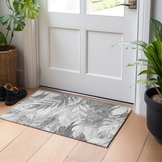 Piper Looms Chantille Floral ACN1494 Gray Machine Washable Area Rug Scatter Lifestyle Image Feature