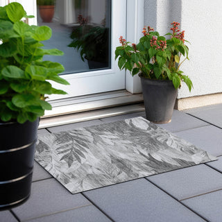 Piper Looms Chantille Floral ACN1494 Gray Machine Washable Area Rug Scatter Outdoor Lifestyle Image Feature