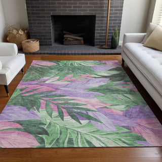 Piper Looms Chantille Floral ACN1496 Sage Machine Washable Area Rug Lifestyle Image Feature