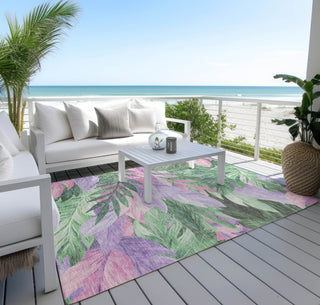 Piper Looms Chantille Floral ACN1496 Sage Machine Washable Area Rug Outdoor Lifestyle Image Feature